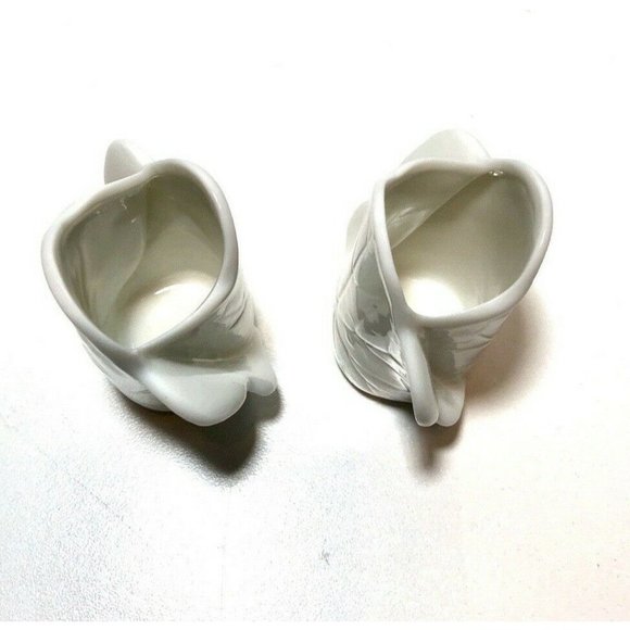 Vintage Pair of Fitz & Floyd White Flower Pedal Candlesticks Holder 2.5" H - Picture 4 of 5